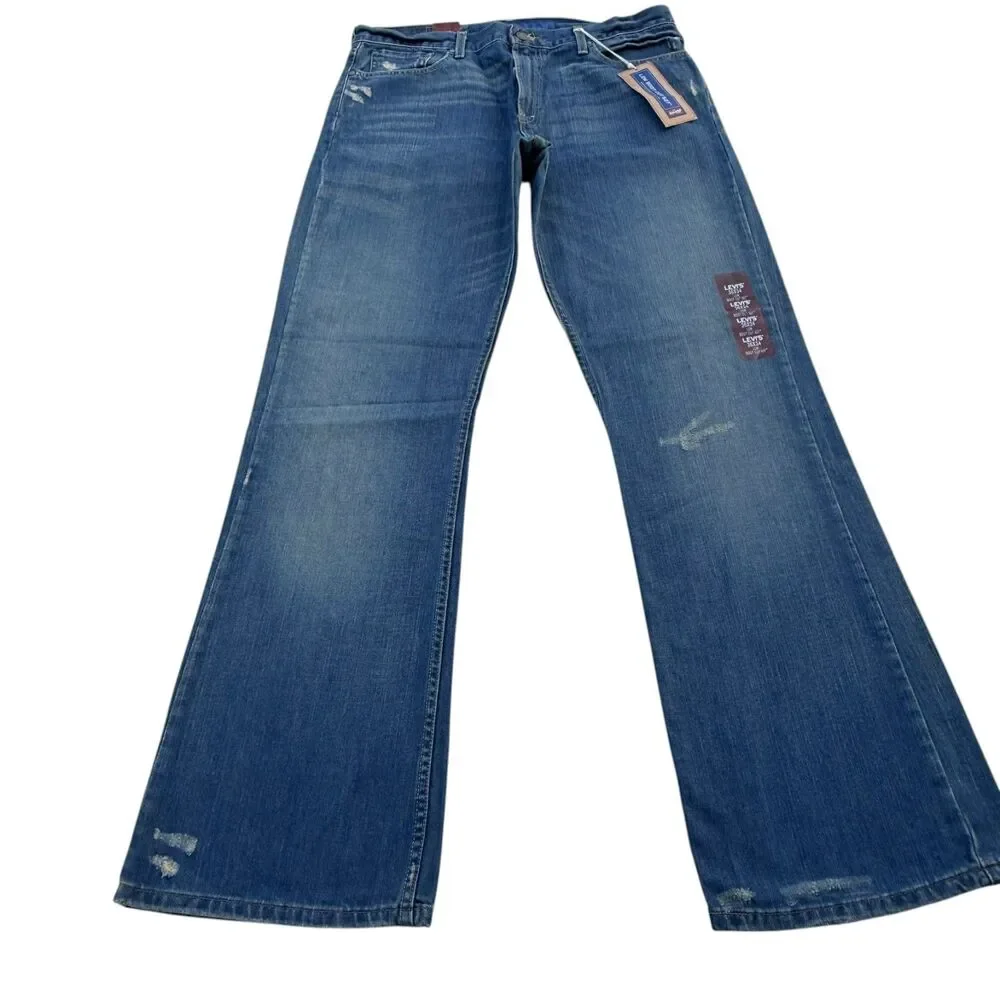 Vintage Y2K Levi’s 527 Jeans Mens 36x34 NWT Low Boot Cut Distressed Denim Baggy